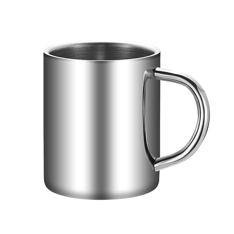 304不锈钢口杯双层杯幼儿园水杯学生儿童防烫杯带手柄喝水杯刻字