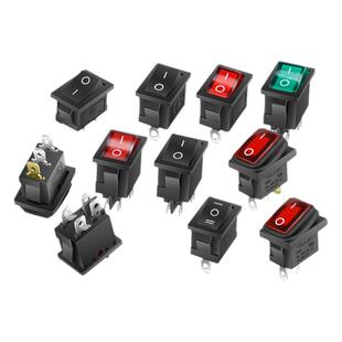 船型开关KCD1小型电源翘板饮水机电子秤按钮开关带灯2 3 6脚2 3档