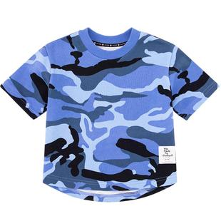 JUZI STORE童装卫衣大毛圈迷彩印花上装短袖T恤中性男女童1915122