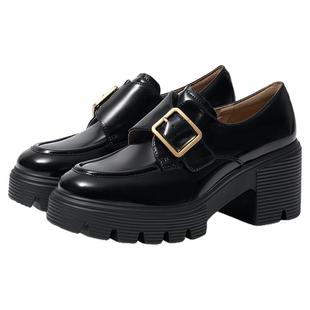 [骄阳似我赵今麦同款]莎莎苏秋冬英伦厚底伯德乐福鞋一脚蹬小皮鞋