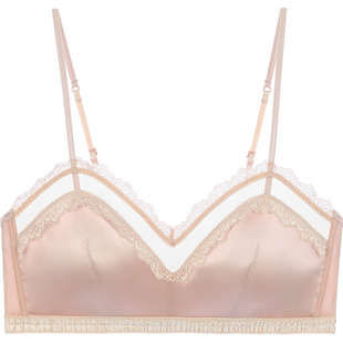 宝诗嫣法式蕾丝小胸内衣女薄款文胸套装无钢圈性感缎面新款胸罩