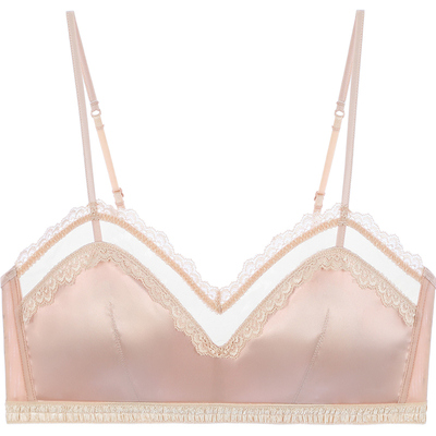 宝诗嫣法式蕾丝小胸内衣女薄款文胸套装无钢圈性感缎面新款胸罩