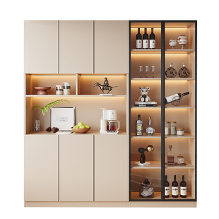 定制实木酒柜餐边柜一体靠墙现代简约客厅置物柜餐厅茶水柜储物柜