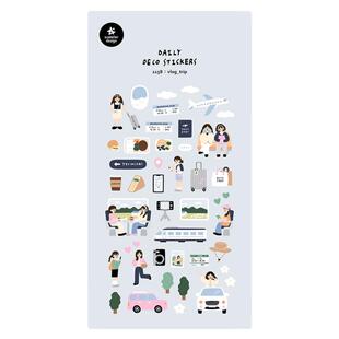 韩国suatelier贴纸清新可爱猫咪狗狗美食生活日常装饰手帐本贴画