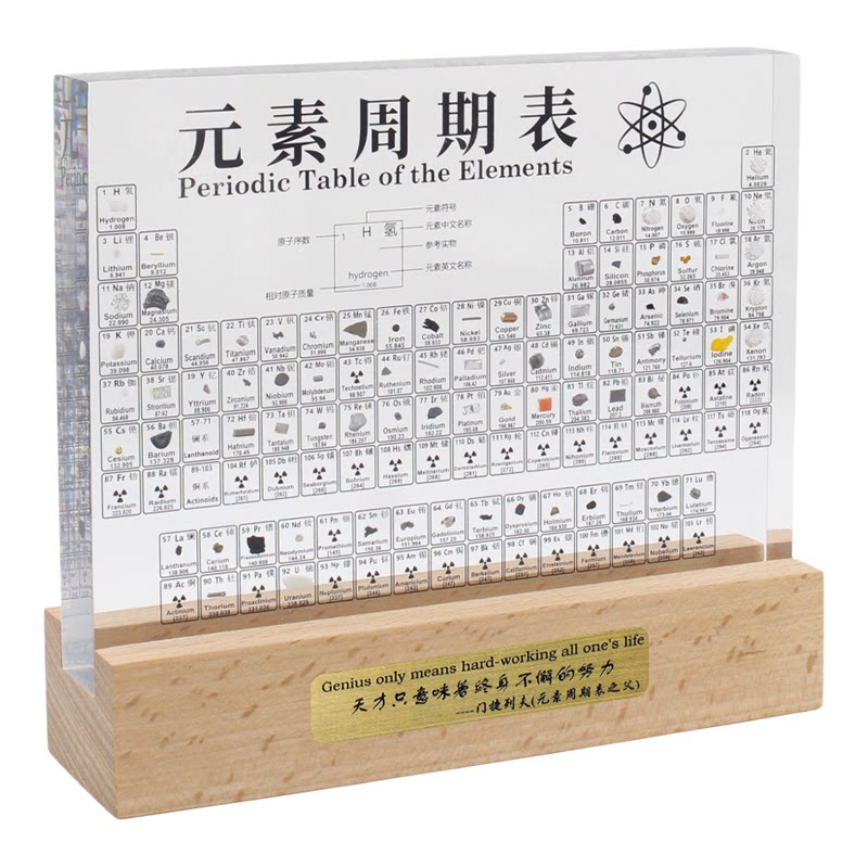 透明内埋元素周期表实摆件中英双