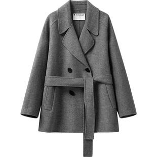 【羊毛】播商场同款西装领羊毛呢大衣女24冬新短款外套BDR4AD3771