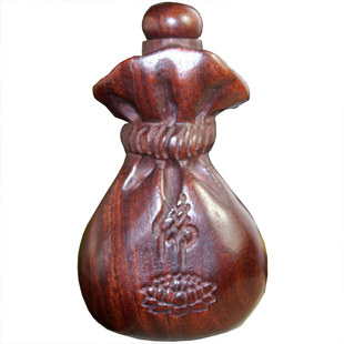 鼻烟壶手把件福袋佛莲花钱袋吉祥坠鼻药紫檀老货高档木纯手工礼物