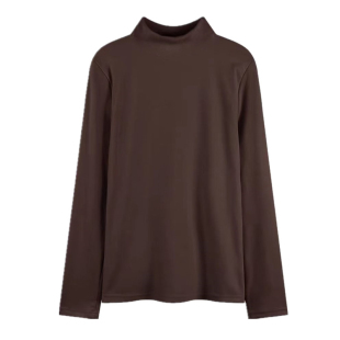 莫代尔半高领打底衫女内搭秋冬加绒加厚德绒保暖t恤上衣简约白色