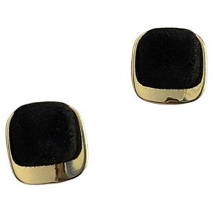 神秘黑色!韩系复古撞色耳钉简约百搭女耳环个性独特设计感耳饰品