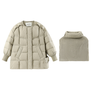 半度闲女童羽绒服冬装中大童洋气25新款儿童冬季加厚连帽鸭绒外套