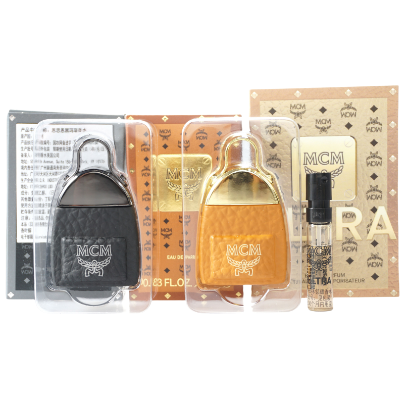 MCM恩思恩经典同名女士小书双肩包香水小样柏林铭耀黑玛瑙Q版7ML