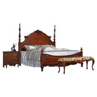 美式乡村实木床双人床欧式复古公主床卧室雕花大床婚床1.5米1.8米