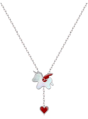 「爱心独角兽」999纯银项链原创