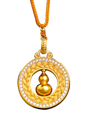 妙韵古法点钻花丝葫芦平安扣吊坠