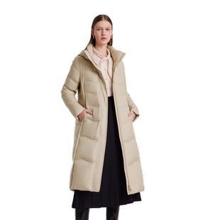 歌莉娅冬季新品抽绳调节长款羽绒服鹅绒服1BCC8D890