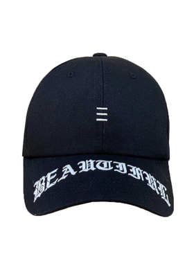 0进口百搭字母潮牌硬顶白色帽子