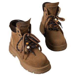 星期六真皮马丁靴女靴短靴英伦风大黄靴美拉德新款皮靴工装靴女款