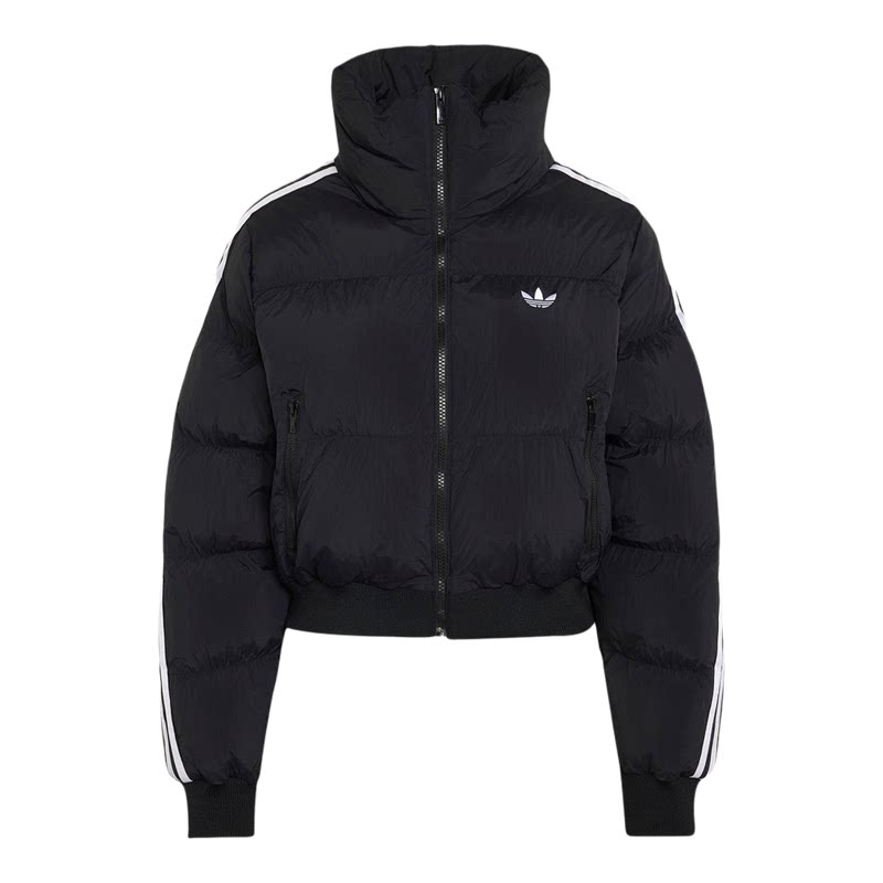 Adidas三叶草女子2026冬新款宽松短款棉服高领休闲运动外套KT4231