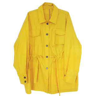 CUISUYUN独立设计师明黄色涂层面料多口袋休闲外套户外套装