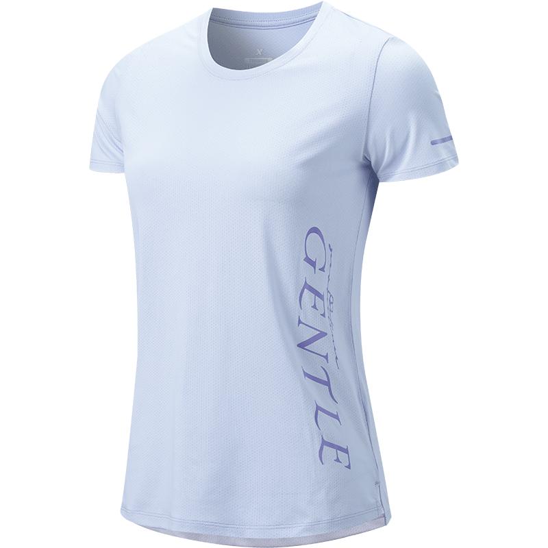特步速干短袖女2023夏季新款弹力透气T恤跑步训练瑜伽冰丝女上衣
