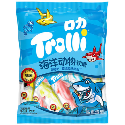 口力海洋鲨鱼造型0脂肪软糖