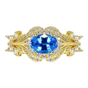 NITINHUANG 合成尖晶石戒指 通体925纯银 矢车菊培育宝石 欧美INS