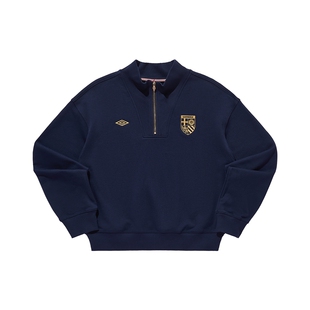 umbro茵宝卫衣2026春季女款半拉链立领落肩复古运动长袖卫衣套装