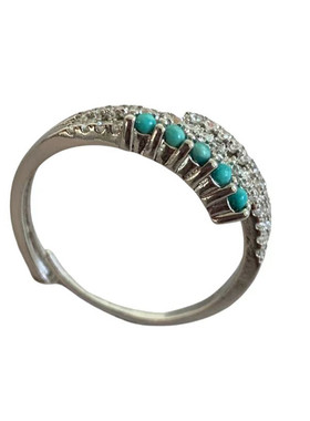 天然原矿松石小米珠可调节戒指女