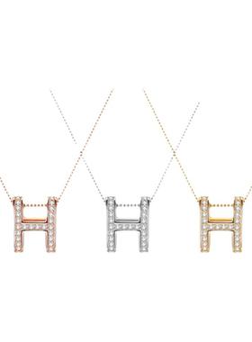 h形进口字母ins风镀金玫瑰金