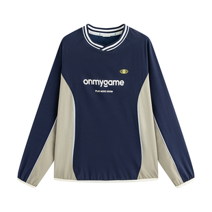 onmygame【复古撞色球衣风】男女童长袖T恤2025年春季上衣新款