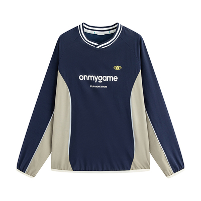 onmygame【复古撞色球衣风】男女童长袖T恤2025年春季上衣新款