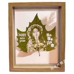 梧桐叶雕照片定制树叶雕刻创意纪念相框生日节日礼物送女生摆件