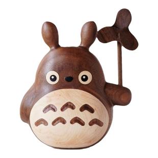 Joe的小作坊/小猫猫黑胡桃木摆件风车可以转的实木创意香薰礼物