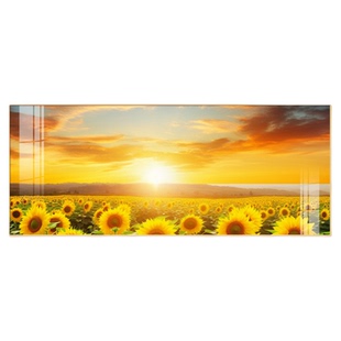 旭日东升向日葵沙发背景墙客厅装饰画奶油风壁画日出东方太阳挂画