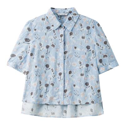 播商场同款复古印花冰丝衬衫女夏季新款设计感小衫BDS2CD2468