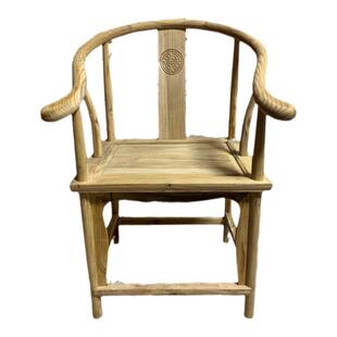 中式免漆榆木仿古家具实木白胚圈椅三件套官帽椅茶桌椅餐椅太师椅