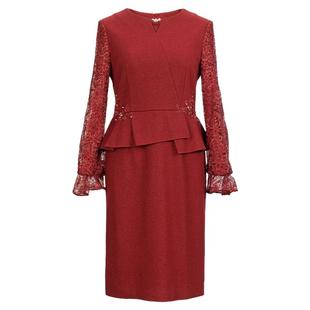 HONRN/红人红色婚宴装修身收腰显瘦包臀连衣裙女秋冬款HG55OL532