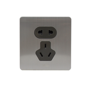 名迪双控五孔插座带开关按钮的墙壁暗线开关插座86型家用暗装面板