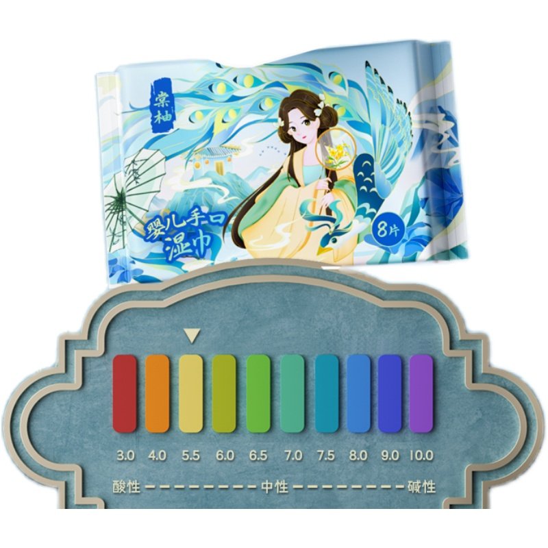 棠柚国风婴儿手口便携湿巾湿厕纸加厚清洁小包装手口屁屁湿纸巾T