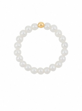 G18k金珠天然淡水珍珠Baby珠戒指