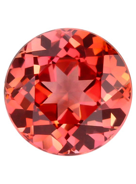 深帕帕拉恰色培育蓝宝石圆形裸石 日落色实验室提拉法合成彩宝