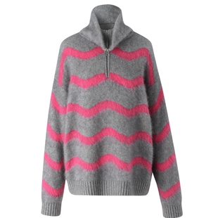 IIIVIVINIKO“貉绒纱线”波浪条纹多巴胺针织套头衫女M340135639E