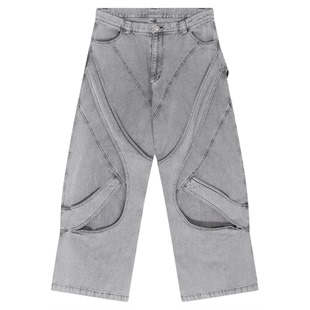 HARE牛仔裤男2025夏季新款时尚潮流休闲宽松牛仔长裤328237