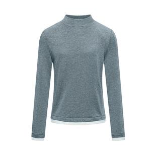 LILY2025秋冬新款女装羊毛混纺撞色内搭上衣修身半高领打底针织衫