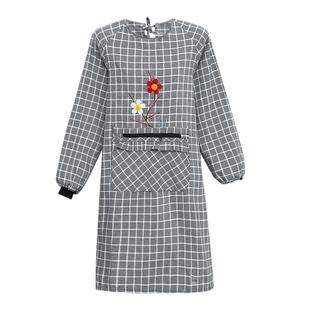 罩衣清洁围裙反穿可爱男女工结婚韩版时尚男女大人带拉链有袖