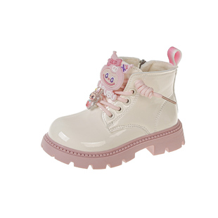 真皮女童马丁靴冬季新款加绒儿童短靴洋气可爱卡通拉布布公主皮靴