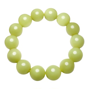 新疆和田玉手串且末若羌鸡油黄黄玉圆珠手链手串 重82.01克