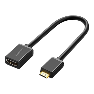 绿联mini/microhdmi转hdmi转接线公母头迷你小口转大口高清转换器