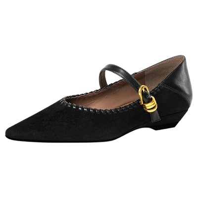 星期六法式玛丽珍鞋尖头一字扣