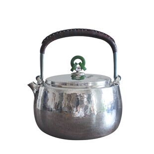 纯银时代 北村静香烧水壶三环玉摘足银999纯手工一张打茶壶1100ml